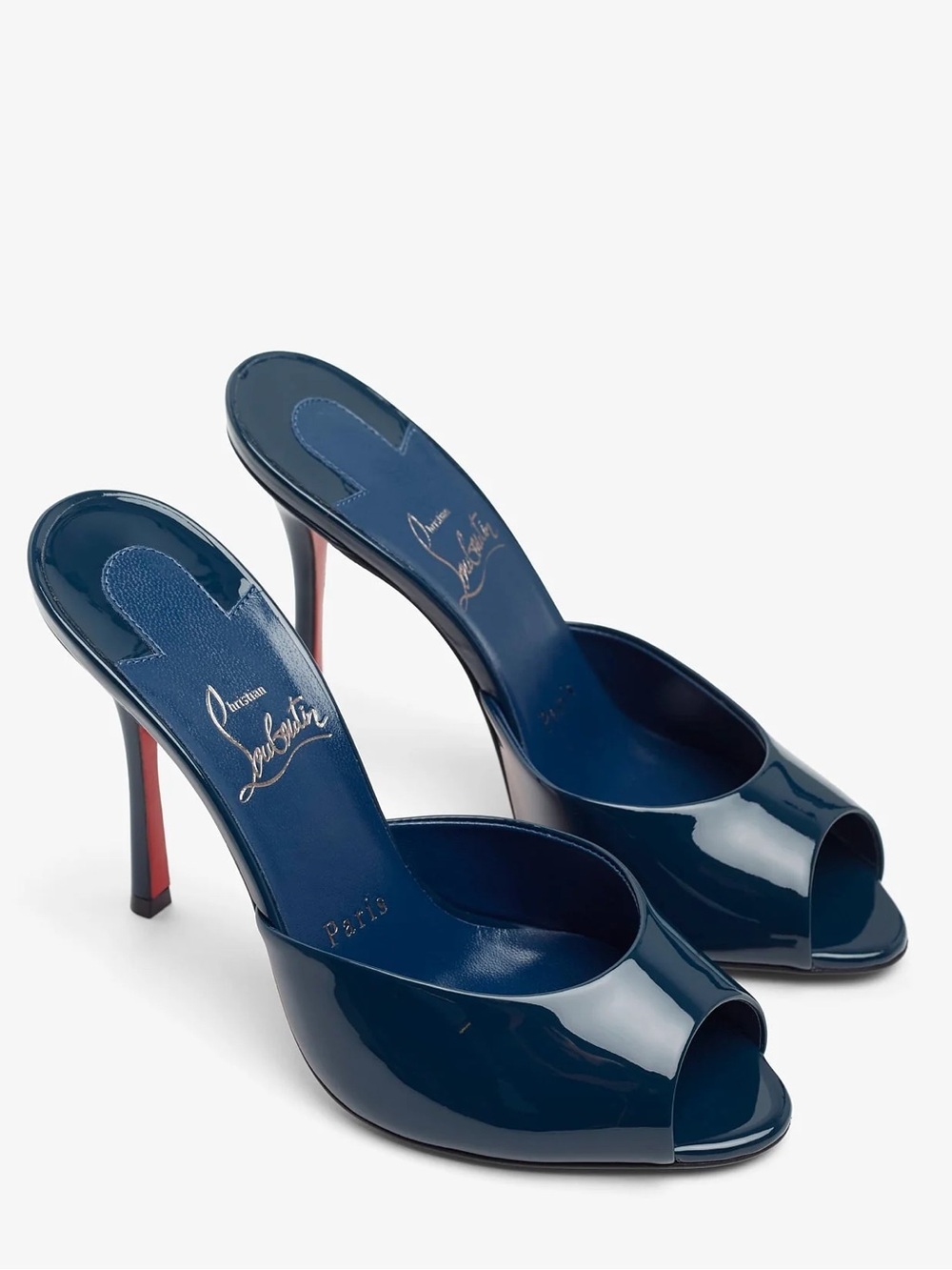 New Christian Louboutin Me Dolly 100 Blue Patent Mules 40 $795